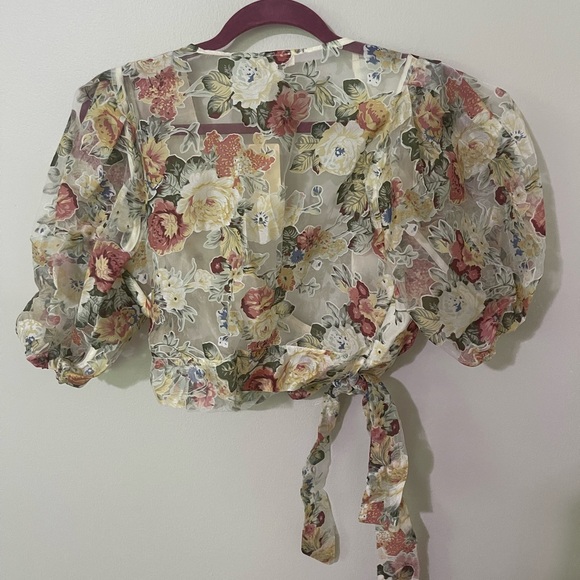 Shear crop top. Ties to the side of the shirt. Never worn. - Picture 2 of 2